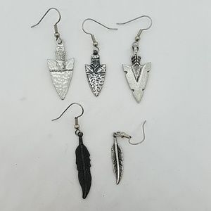 Assorted arrowhead feather single earrings samples